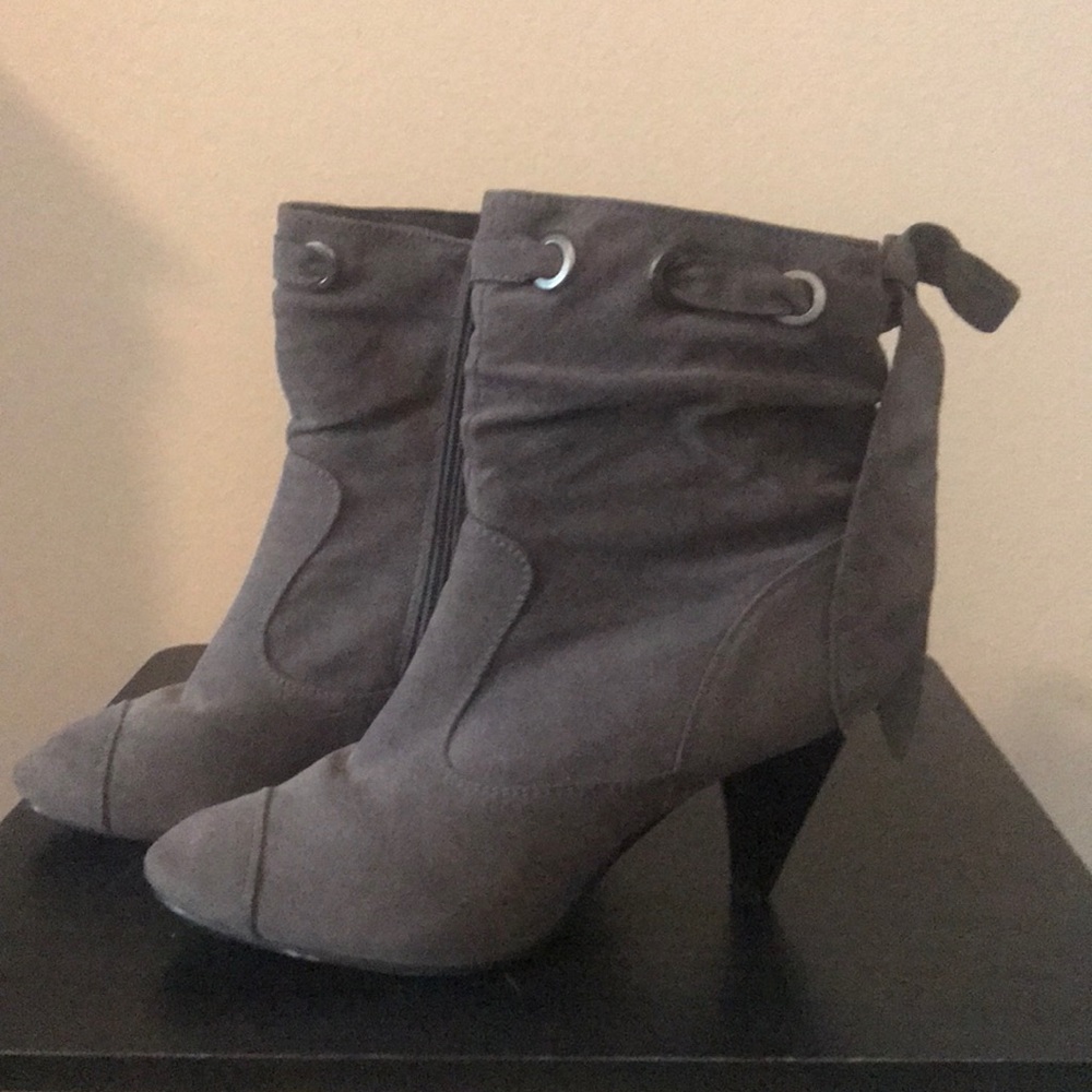 Grey Suede Ankle Booties